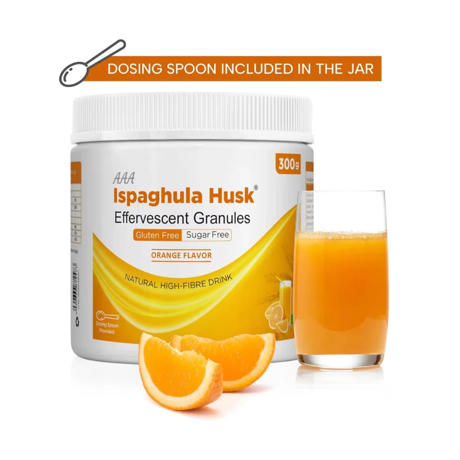 AAA Ispaghula Psyllium Husk Powder Orange Flavor 300 gm