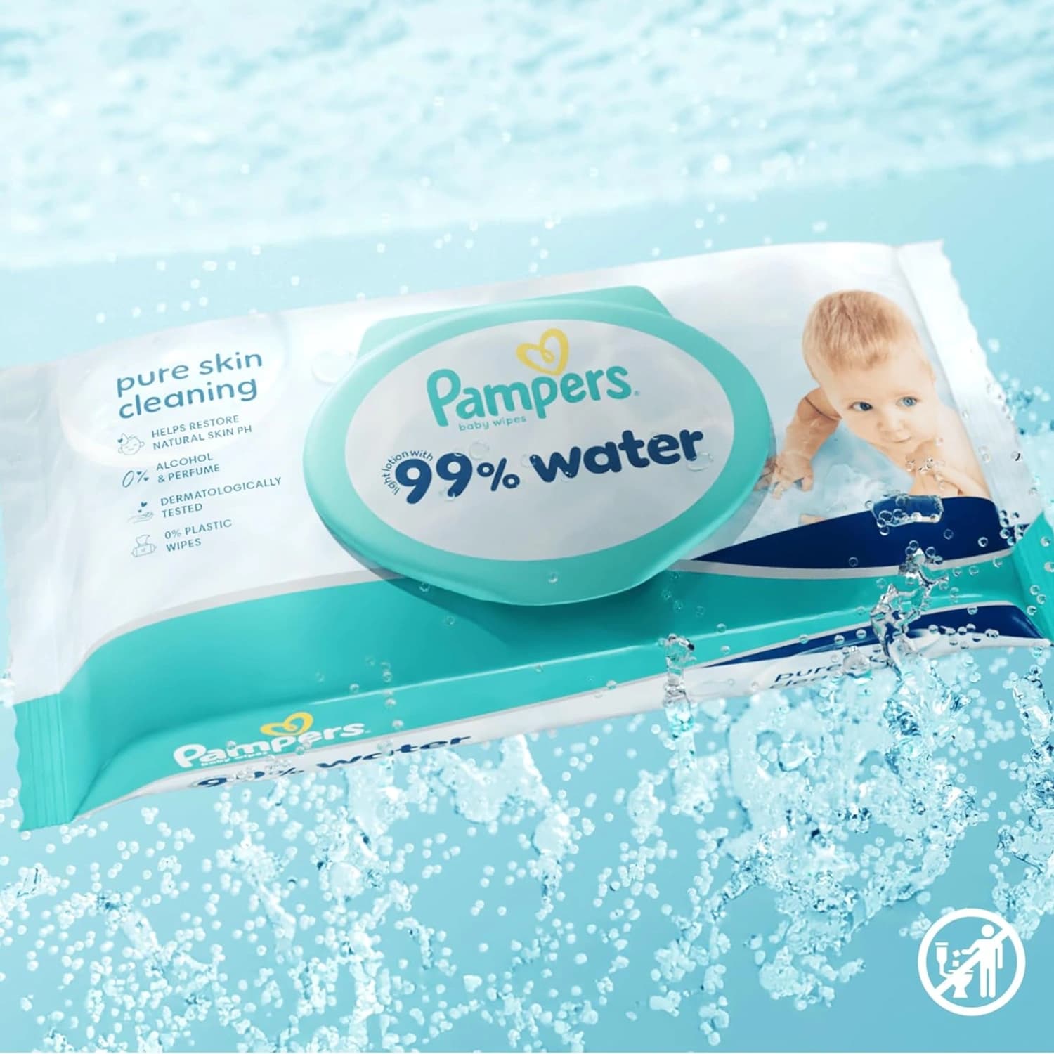 Pampers Aqua Baby Wipes 99% Water (3x60ct) 180 wipes
