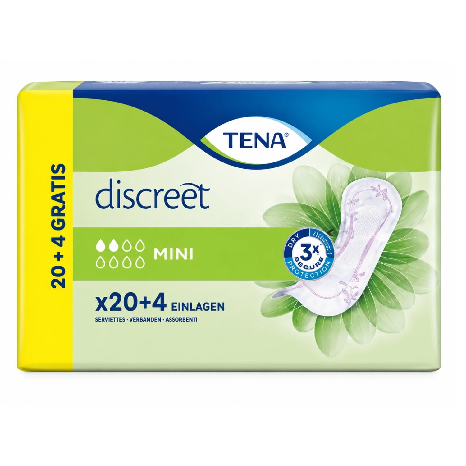 Tena Discreet Incontinence Sanitary Towel Mini 24 Units