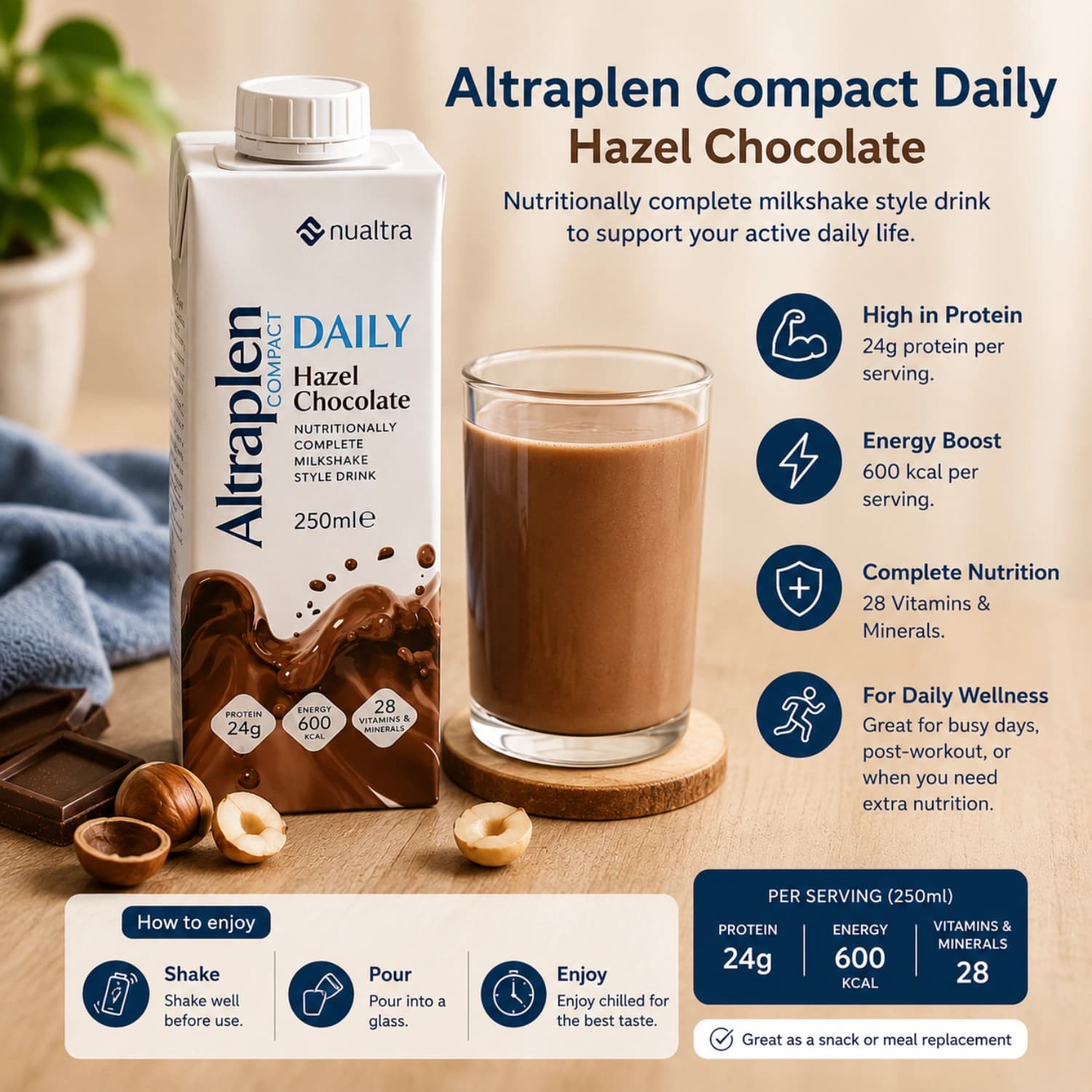Altraplen Compact Daily Hazel Chocolate 250ml