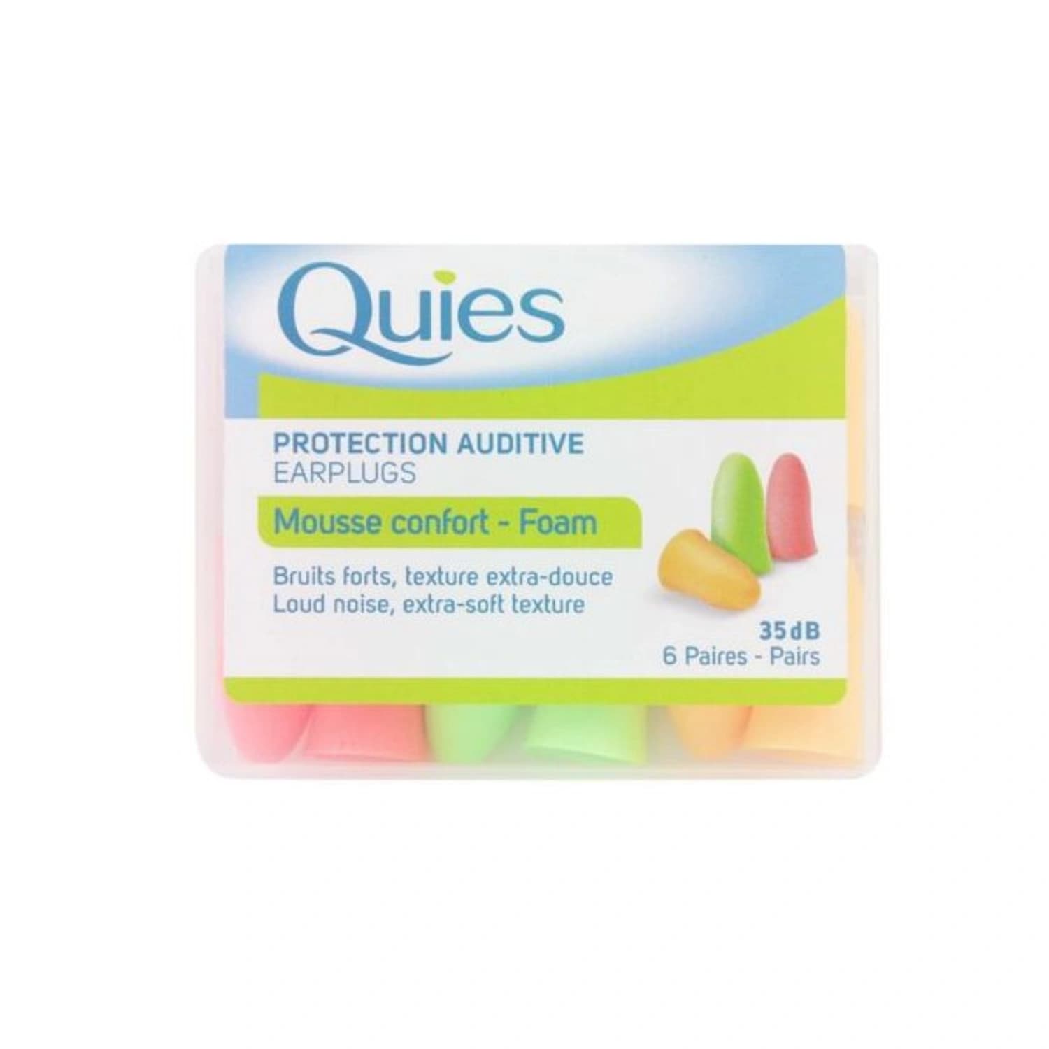 Quies Earplug Foam Bright Colours 6 Pairs