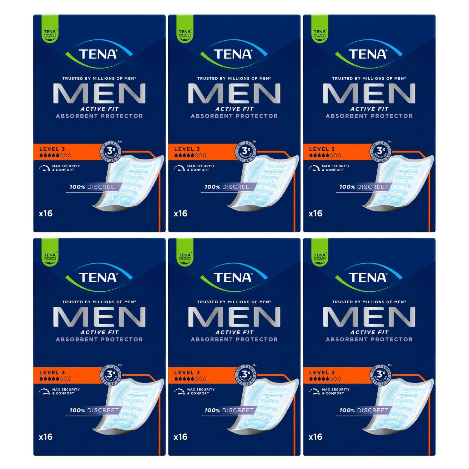 TENA Men Active Fit Absorbent Protector Level 3 - 16 Pack
