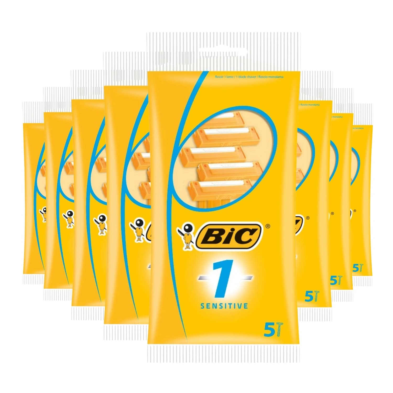 BiC 1 Sensitive Mens Single Blade Disposable Shaver 8 Packs of 5