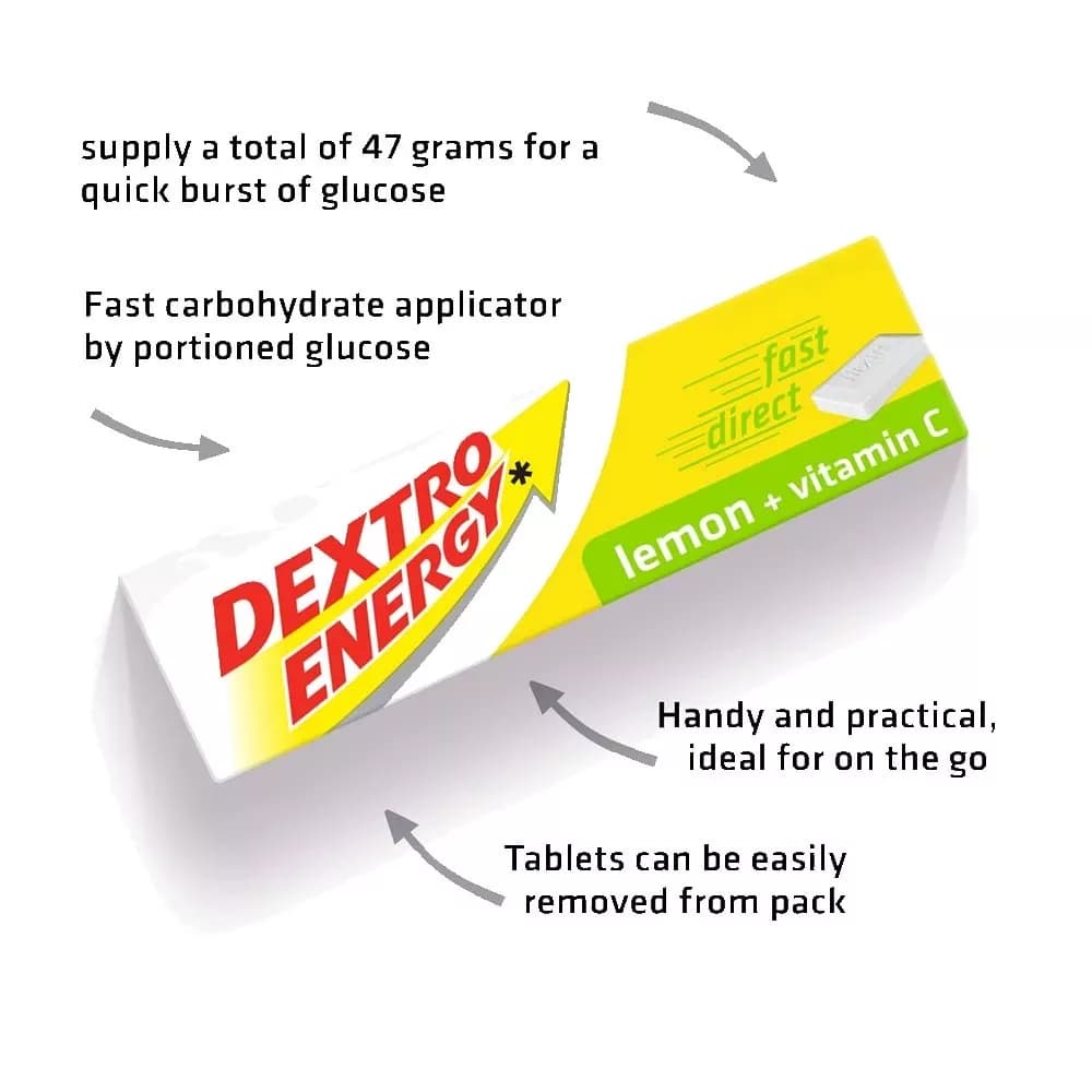 Dextro Energy Lemon Plus Vitamin C 14 Tablets, 47g  Pack of 12