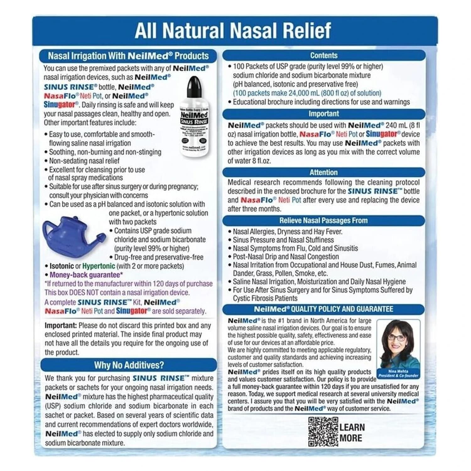NeilMed Sinus Rinse Original Kit, Squeeze Bottle +60 Sachets