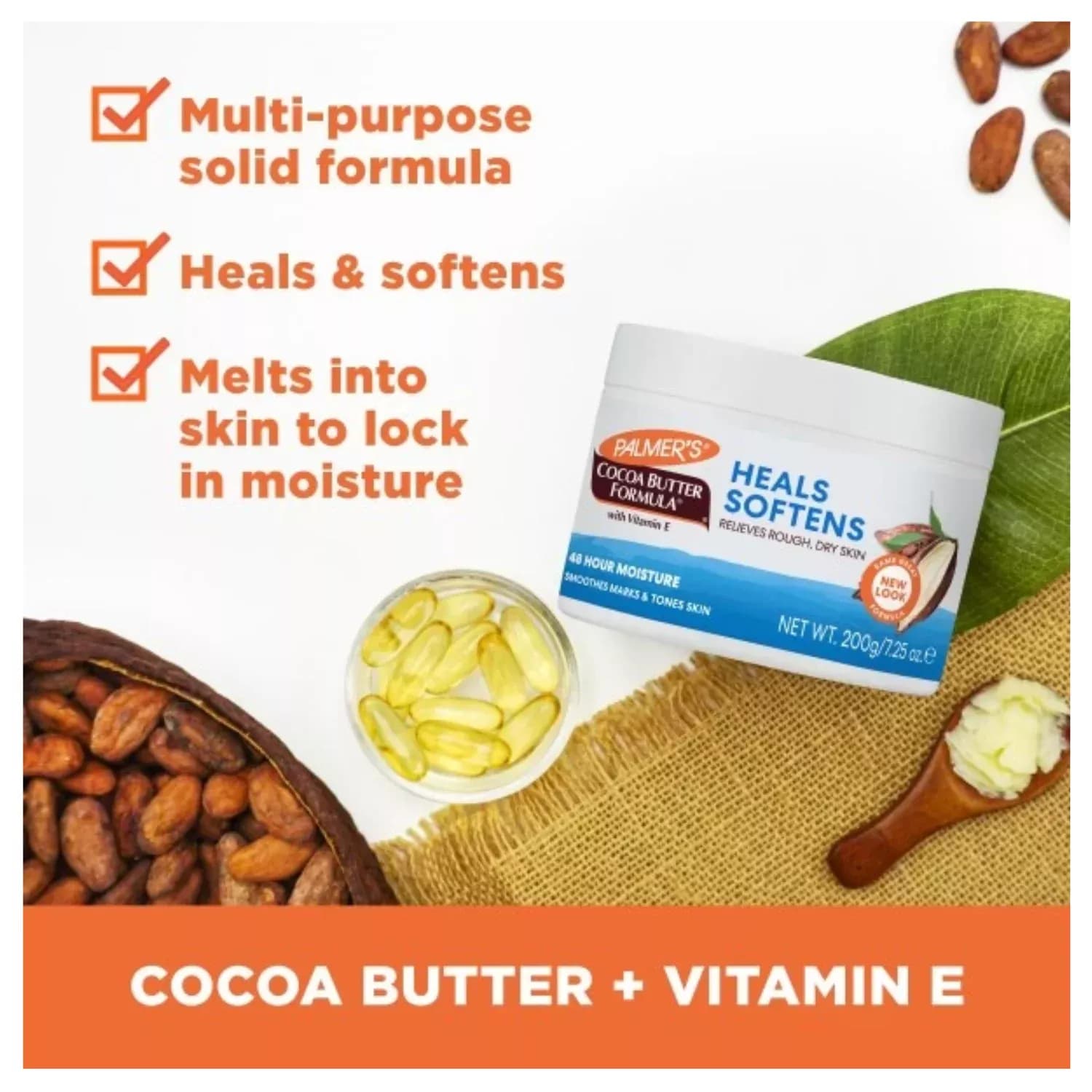 PalmersCocoa Butter Softens Original Solid Formula Jar 200g