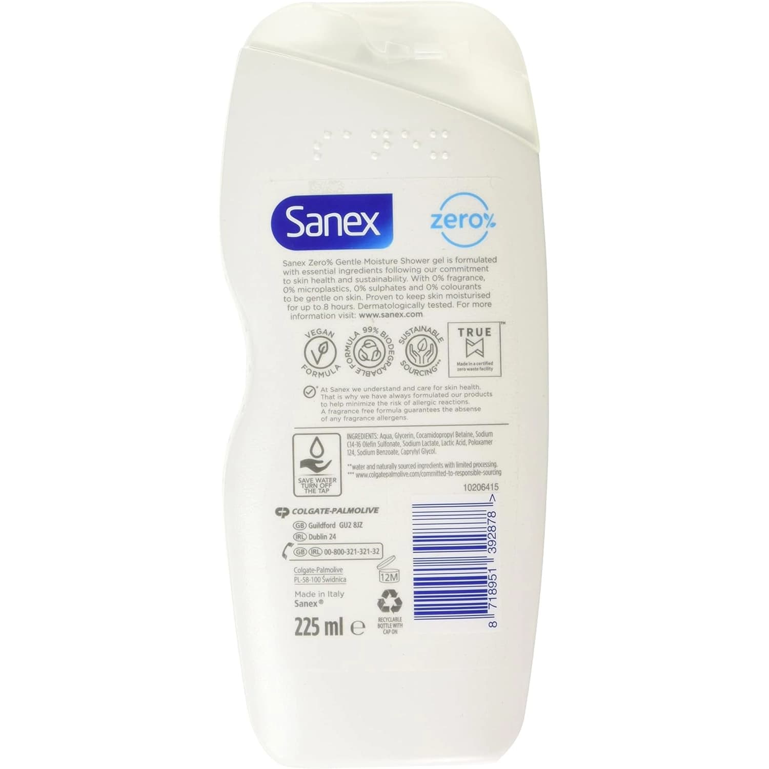 Sanex Shower Gel White Zero% Sensitive 225ml