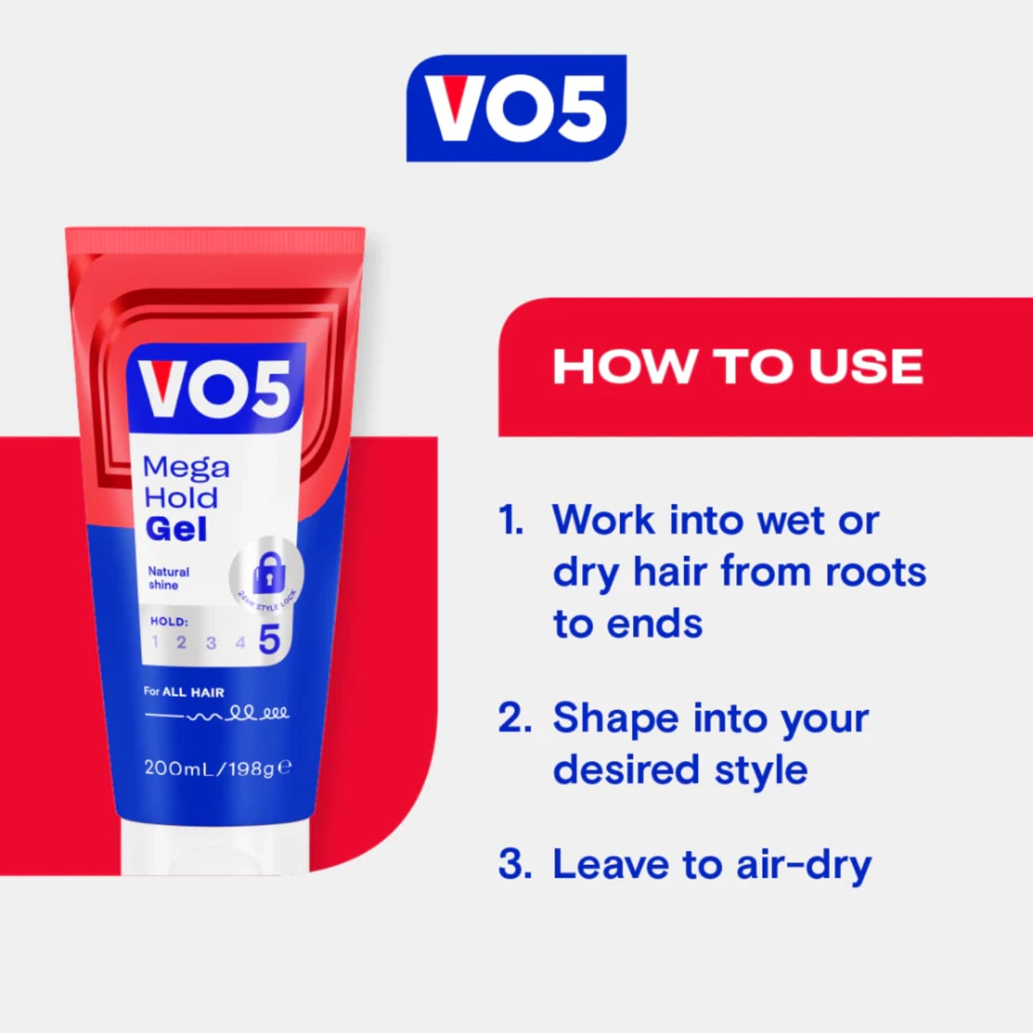 Vo5 Mega Hold Styling Gel 200ml