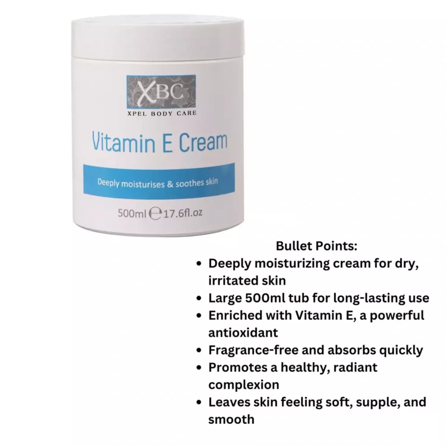 XBC Vitamin E Cream 500ml - Pack of 3