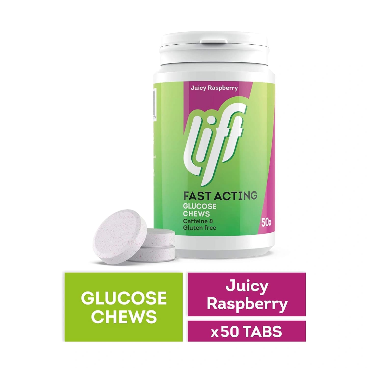 Gluco Tabs Lift 50 Glucose Tablets Raspberry 200g x 6 Pack
