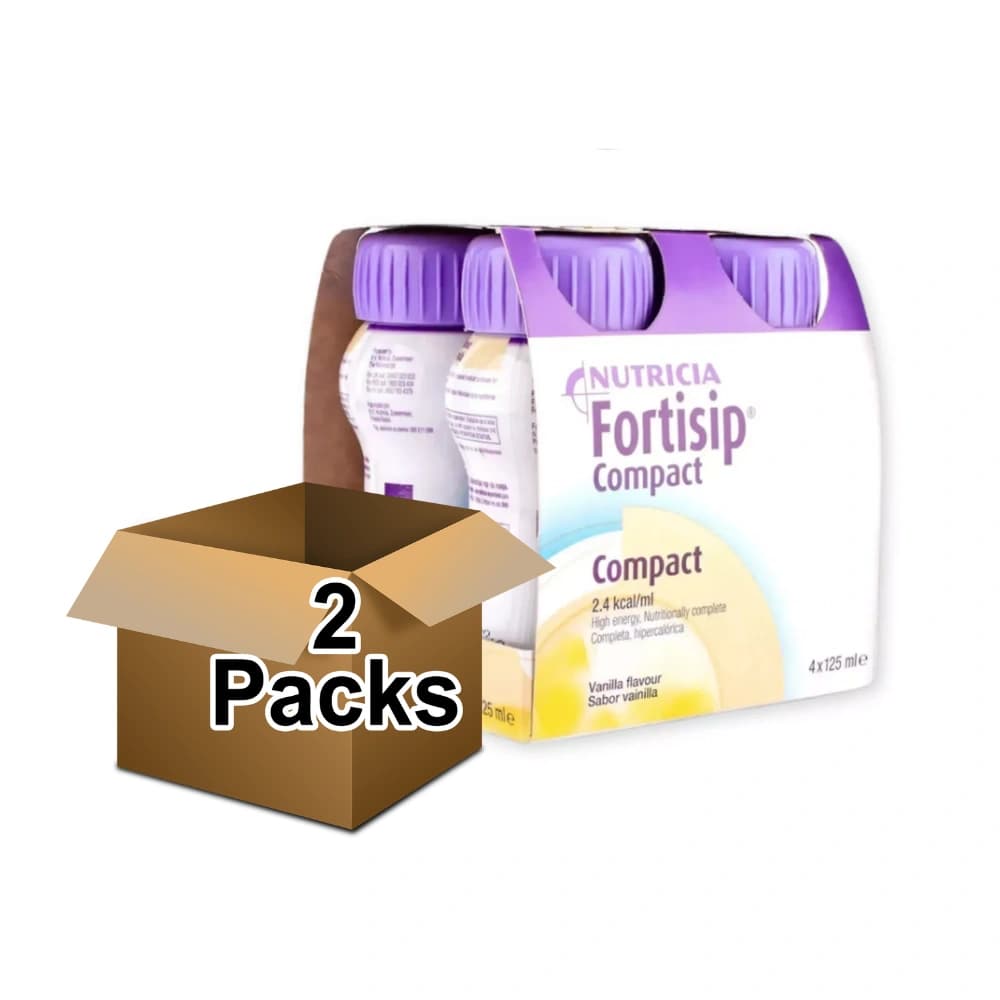 Fortisip Compact Vanilla 4 x 125ml bottles x 2 boxes