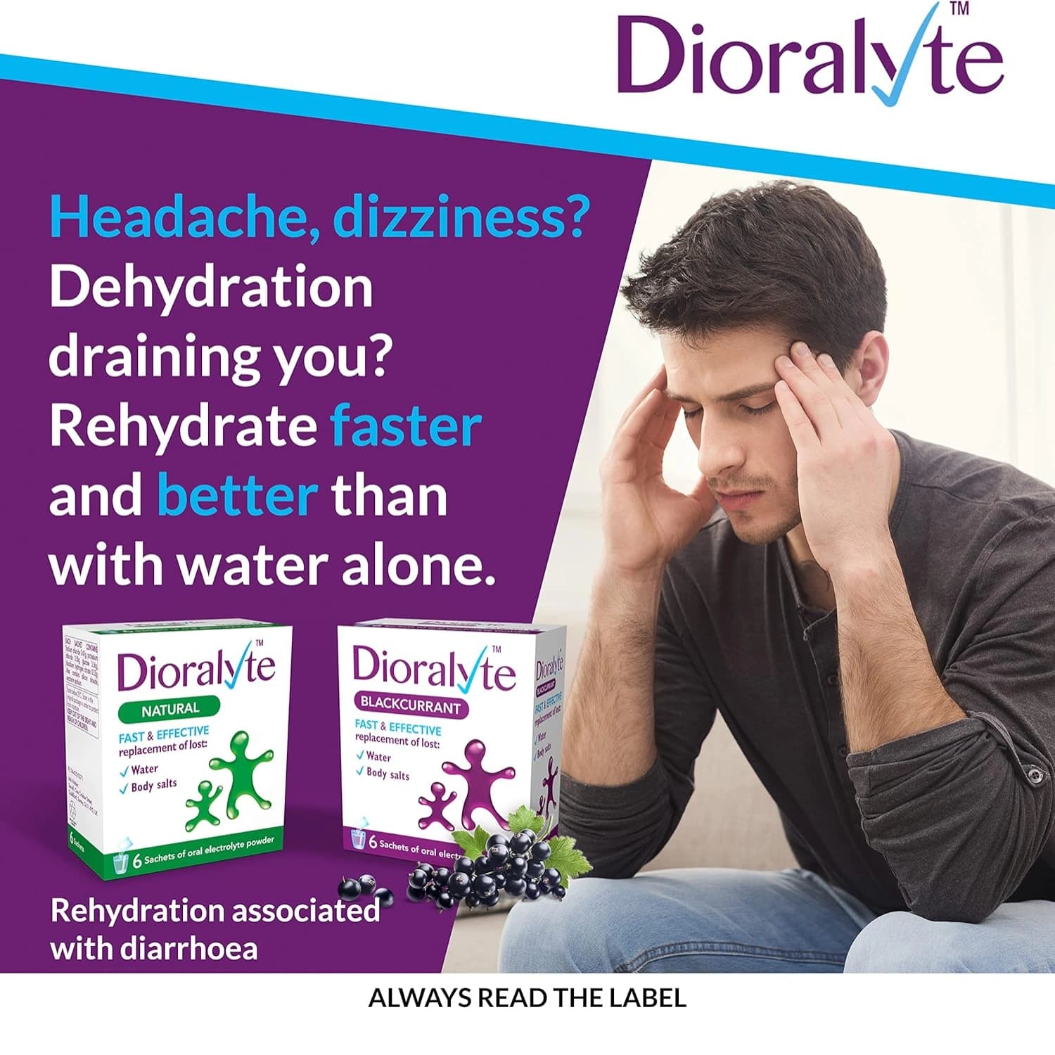 Dioralyte Blackcurrant Oral Electrolyte Powder 6 Sachets