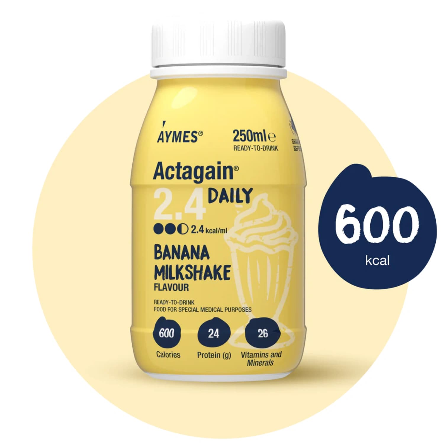 Aymes Actagain 2.4 Daily Banana Milkshake 250ml - Pack- 6