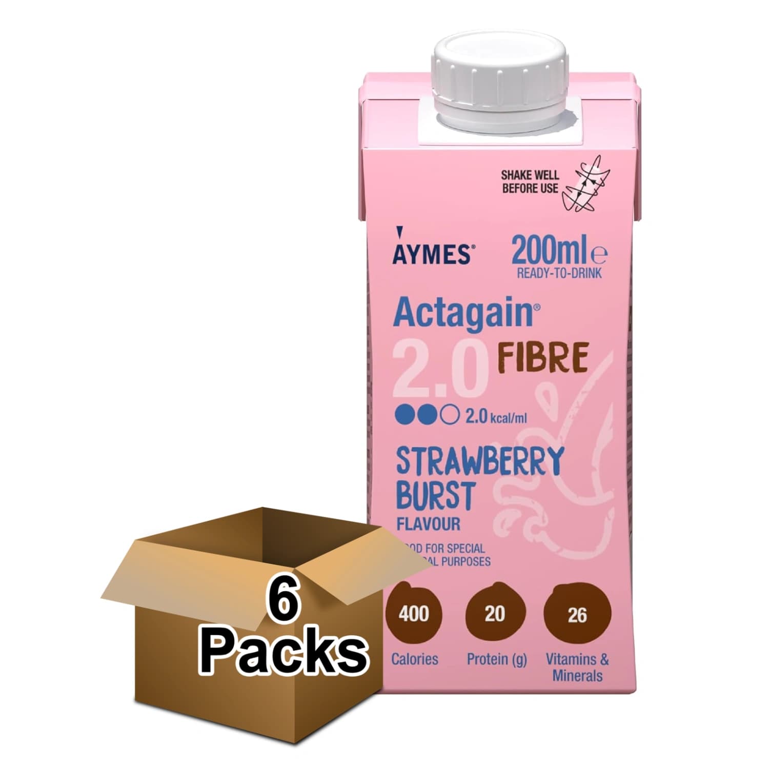 Aymes Actagain 2.0 Fibre Strawberry Burst 200ml - Pack of 6