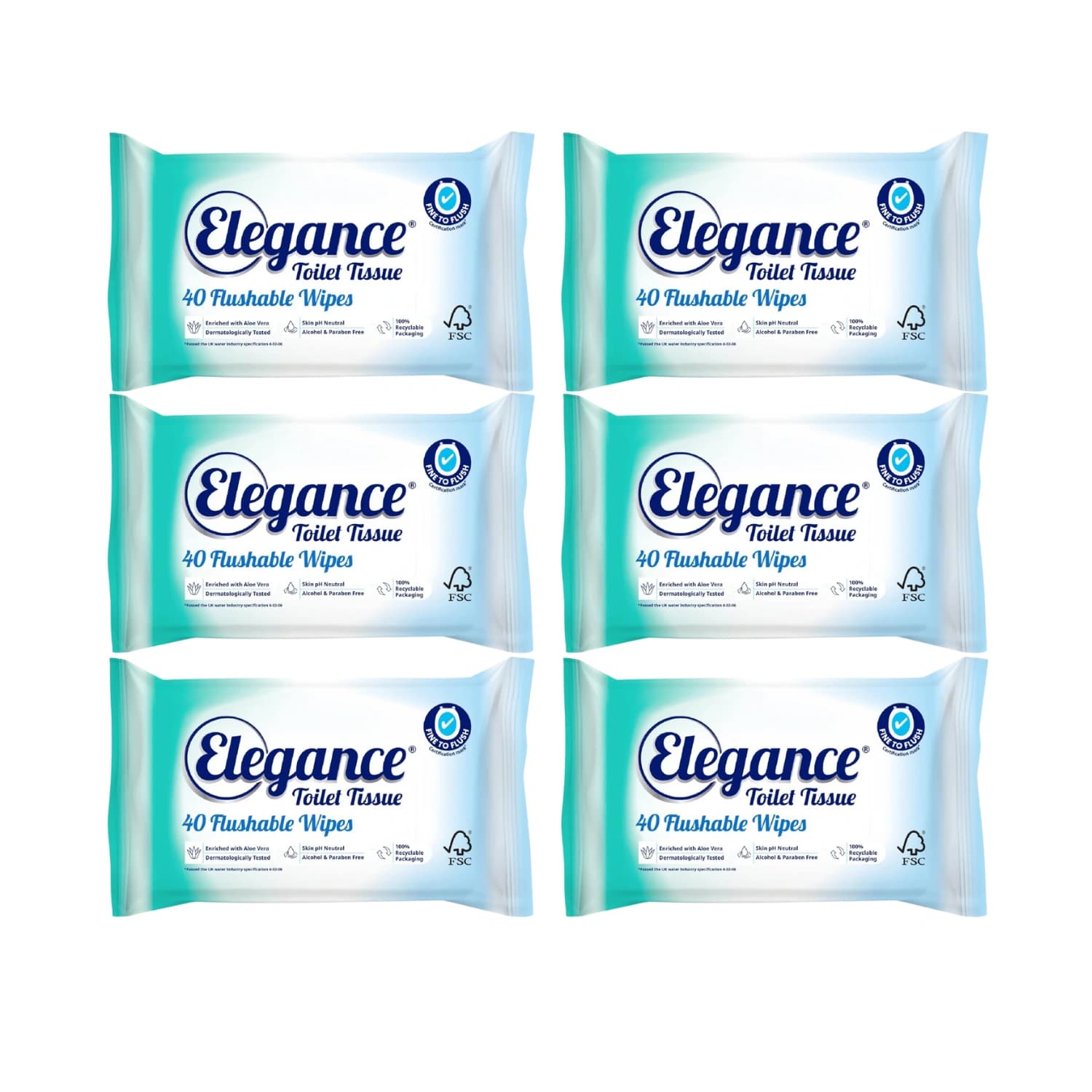 Elegance Toilet Tissue Flushable Wet Wipes 40 Sheet