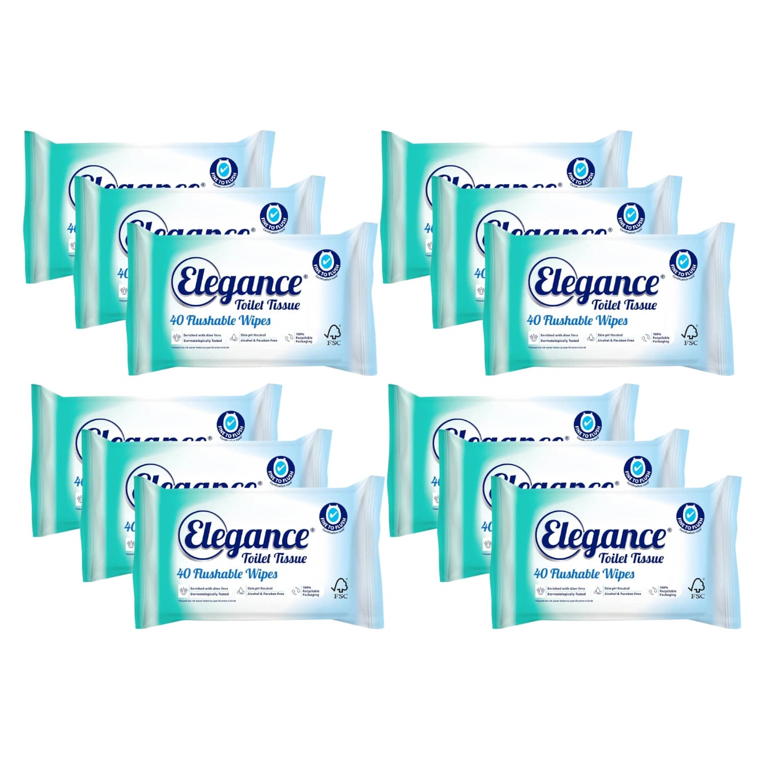 Elegance Toilet Tissue Flushable Wet Wipes 40 Sheet