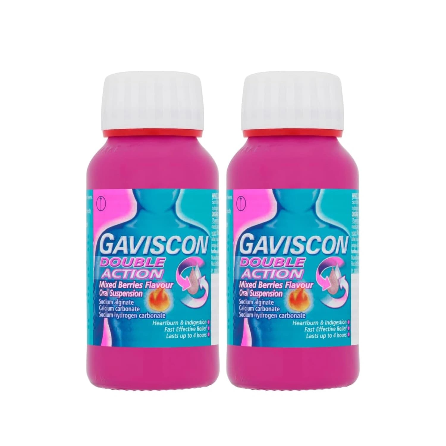 Gaviscon Double Action Liquid Heartburn Indigestion Mixed Berry 150ml - Pack of 2