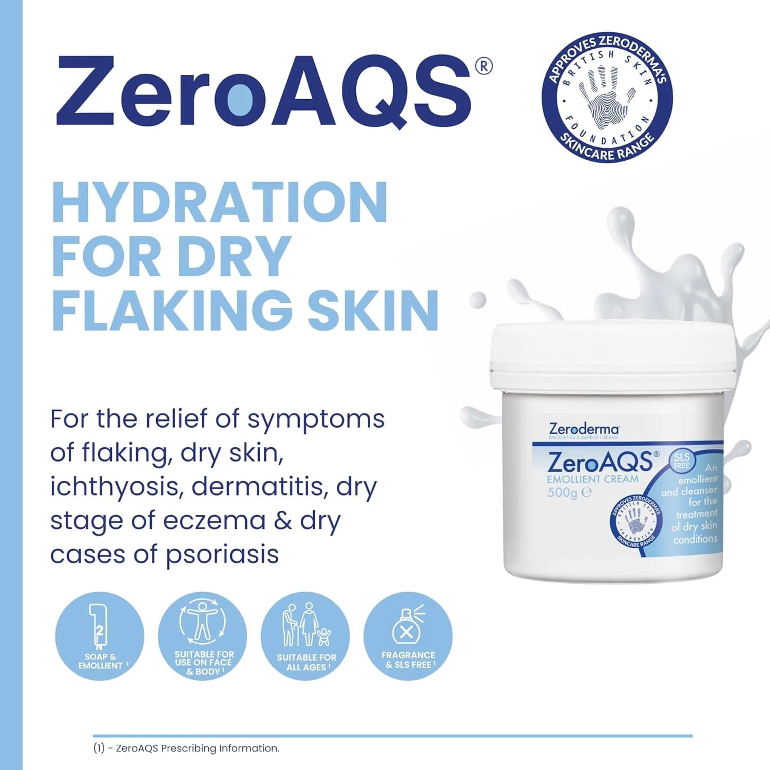 Zeroderma ZeroAQS Emollient Cream 500g