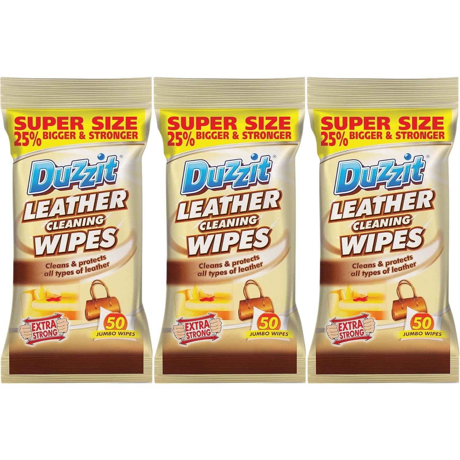 Duzzit Leather Cleaning Wipes 50 Count - Pack of 3