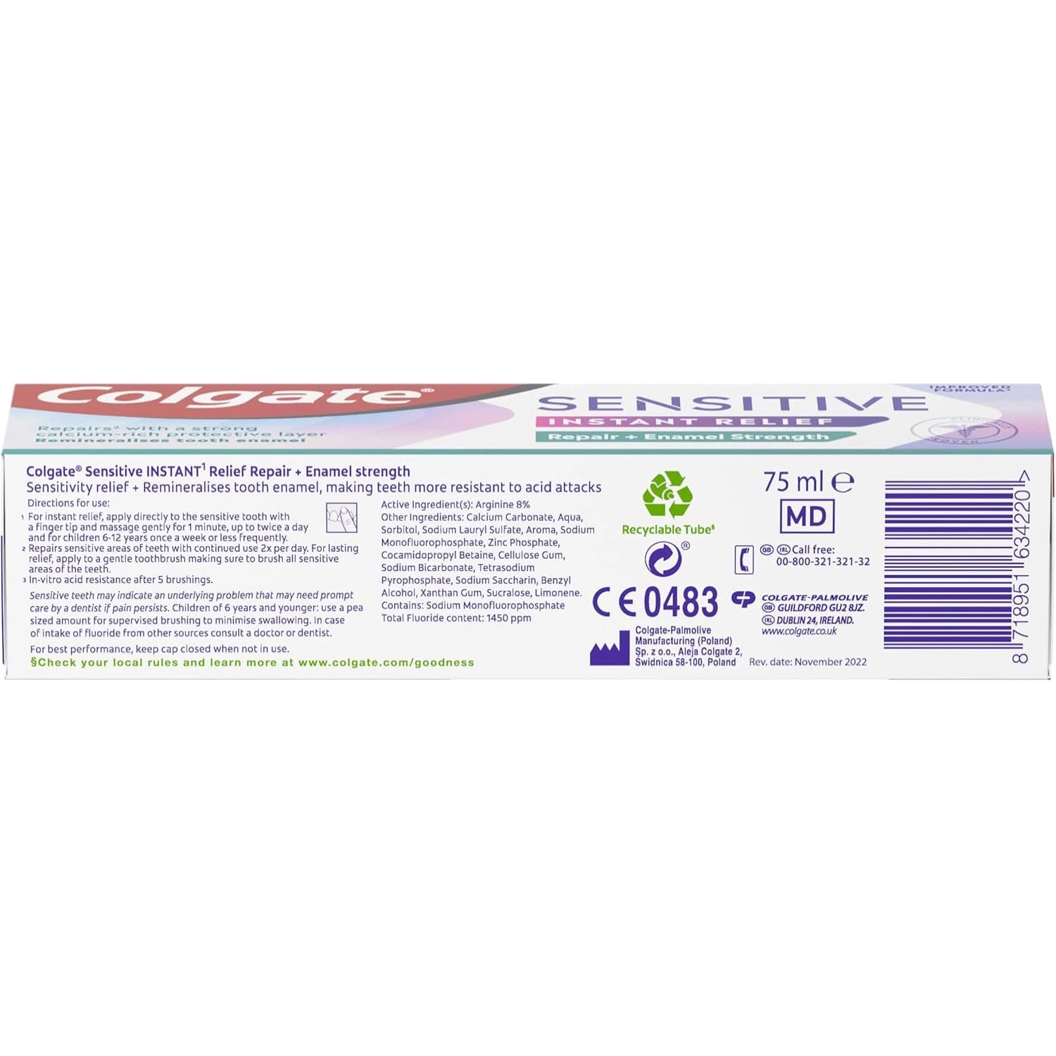 Colgate Sensitive Instant Enamel Strength Toothpaste 75ml