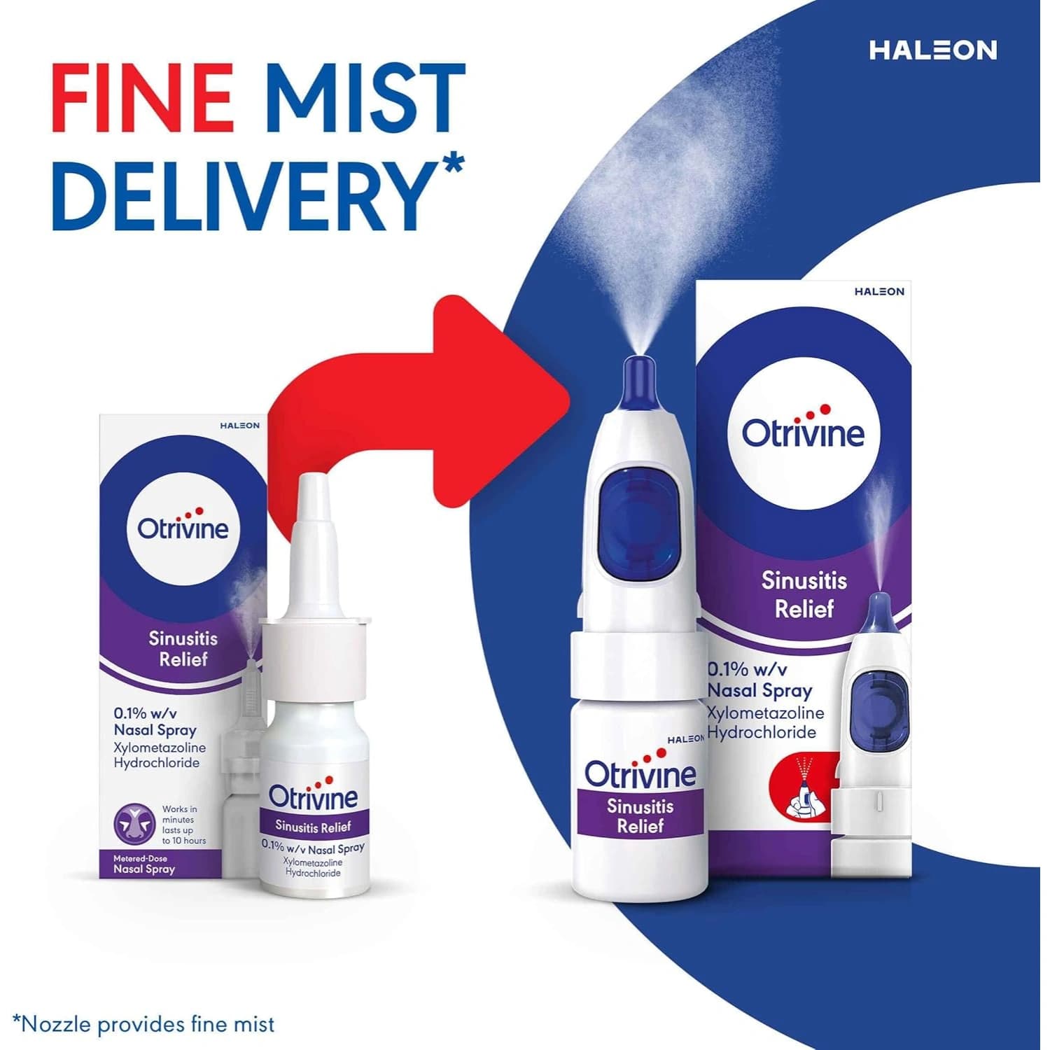 Otrivine Sinusitis Relief 0.1% w/v Nasal Spray 10ml