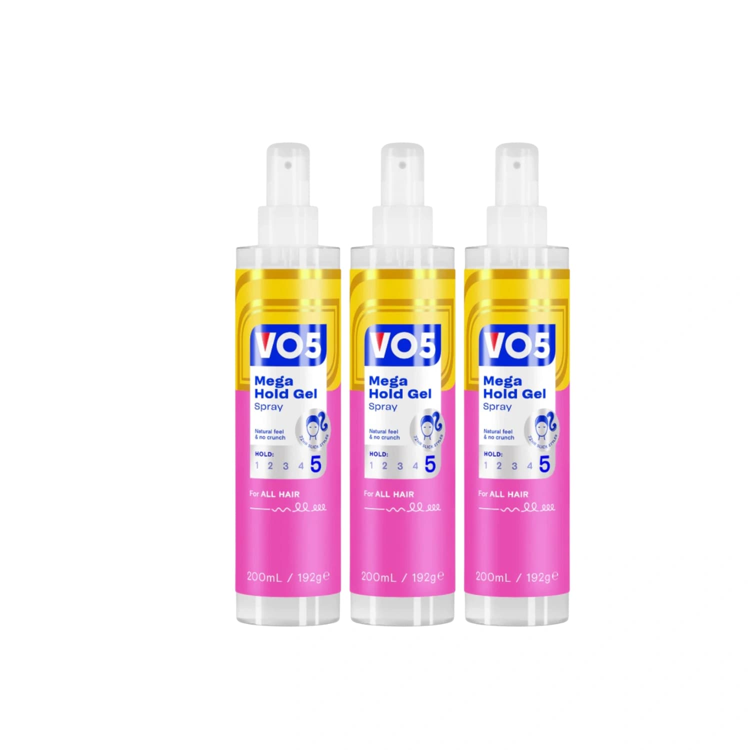 VO5 Mega Hold Gel Spray 200ml - Pack of 3
