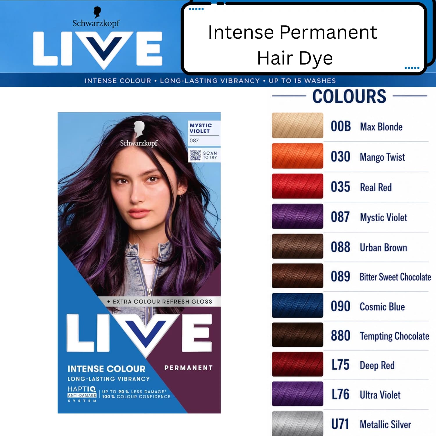 Schwarzkopf LIVE Intense Colour Long-Lasting Permanent Hair Dye