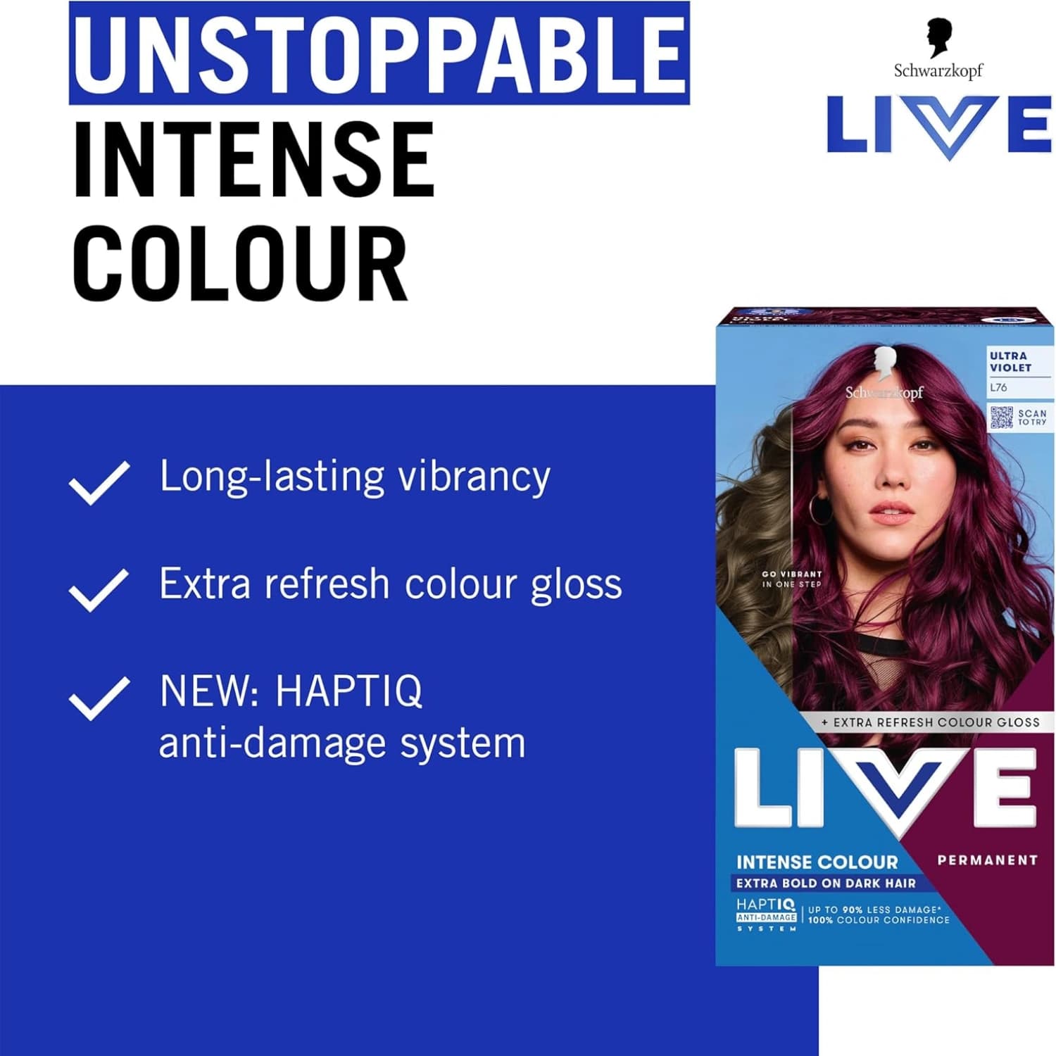 Schwarzkopf LIVE Intense Colour Long-Lasting Permanent Hair Dye