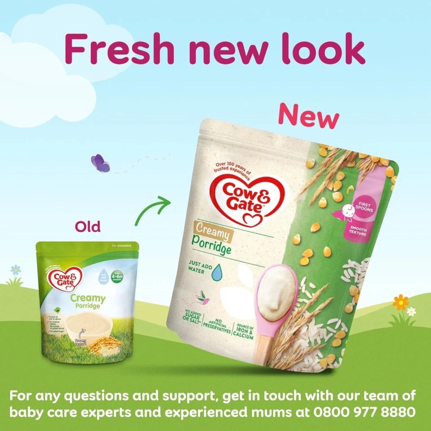 Cow & Gate Creamy Porridge Baby Food Cereal, 4-6+ Months, 125 g