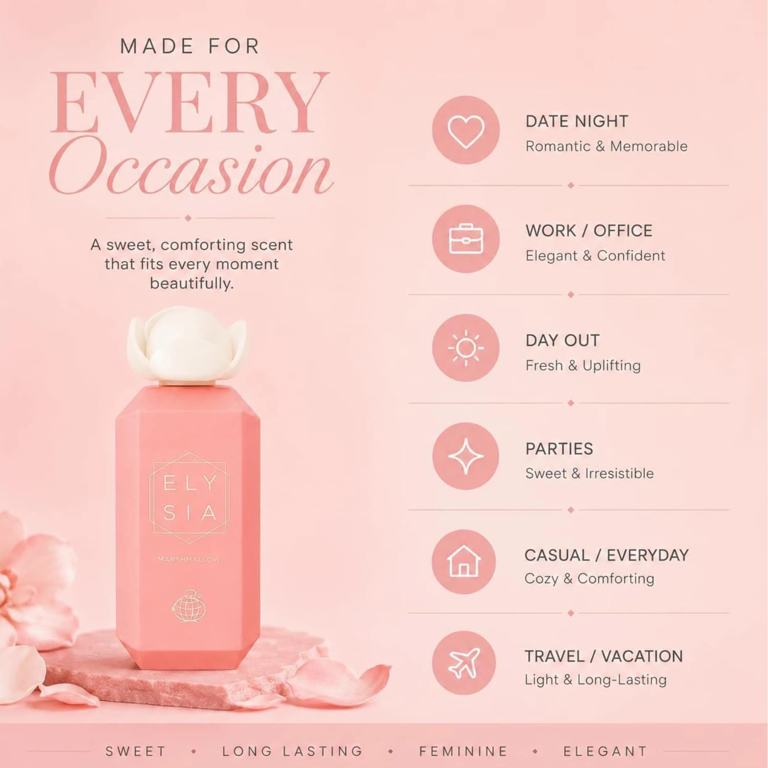Fragrance World Elysia Marshmallow EDP Unisex 3.4 Fl Oz 100ml