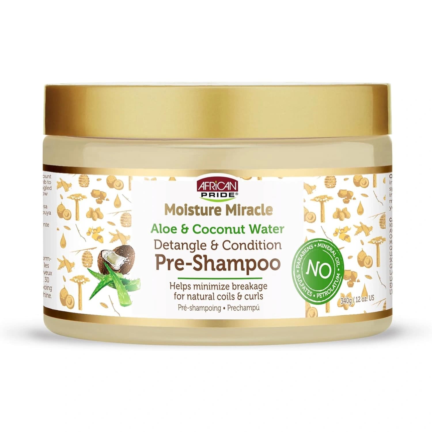 African Pride Moisture Miracle Aloe and Coconut Water Pre Shampoo 12oz