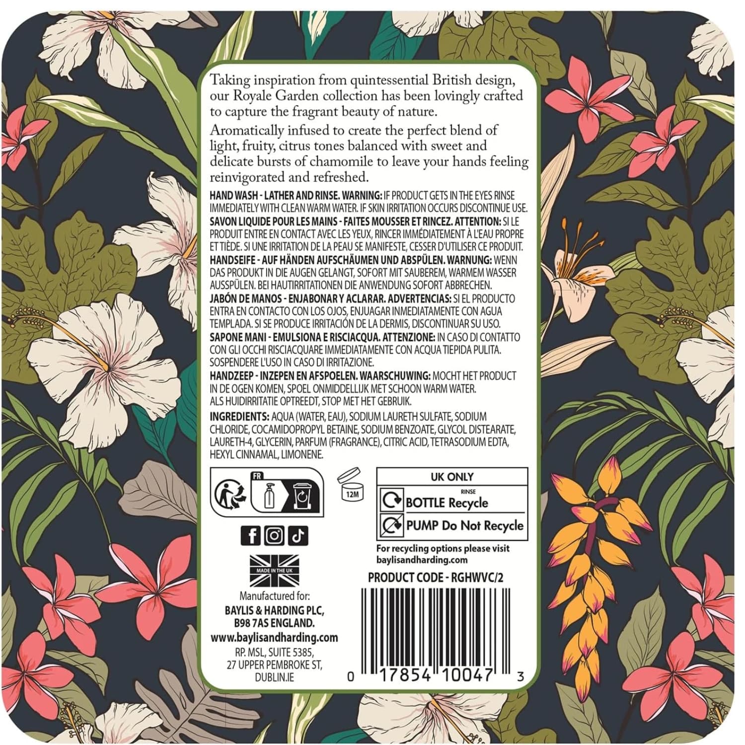 Baylis & Harding Royale Garden Verbena & Chamomile Hand Wash 500ml