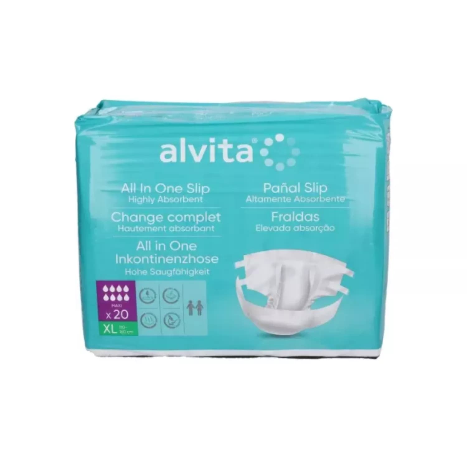 Alvita Incontinence All-In-One, XLarge Night - 20 Pants