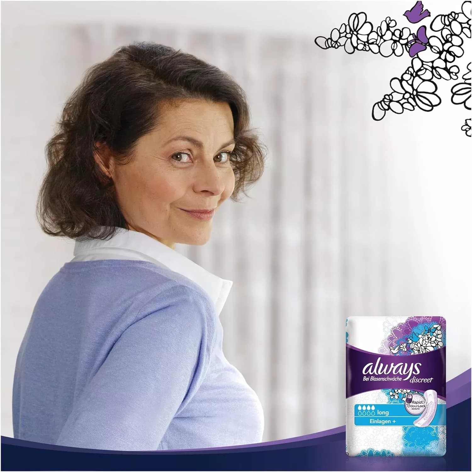 Always Discreet Incontinence Pads Plus Long, 10 Pads