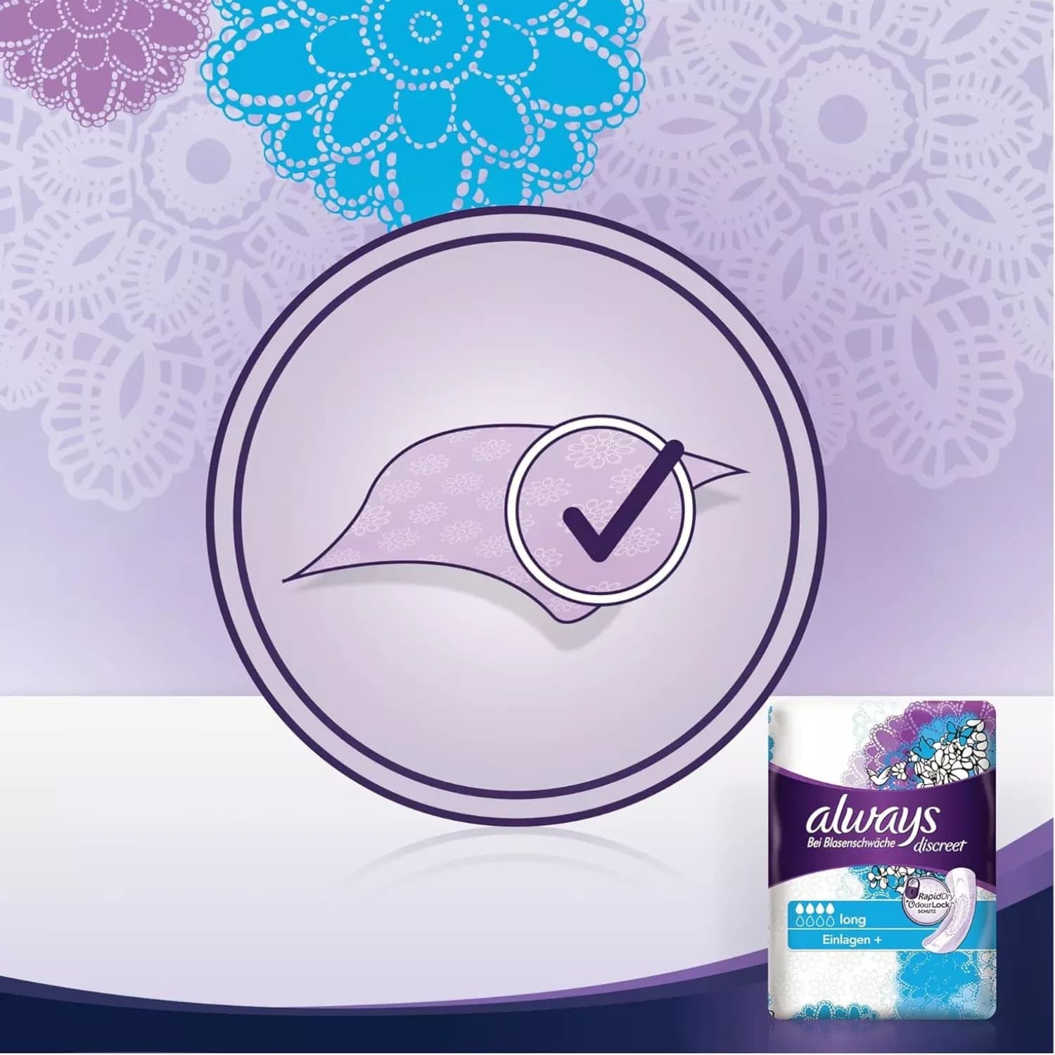 Always Discreet Incontinence Pads Plus Long, 10 Pads