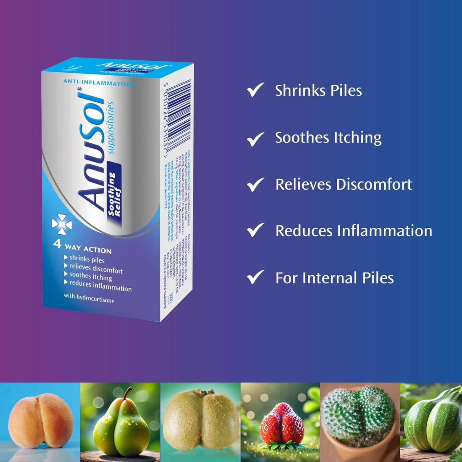 Anusol Plus HC Suppositories 12 Pack