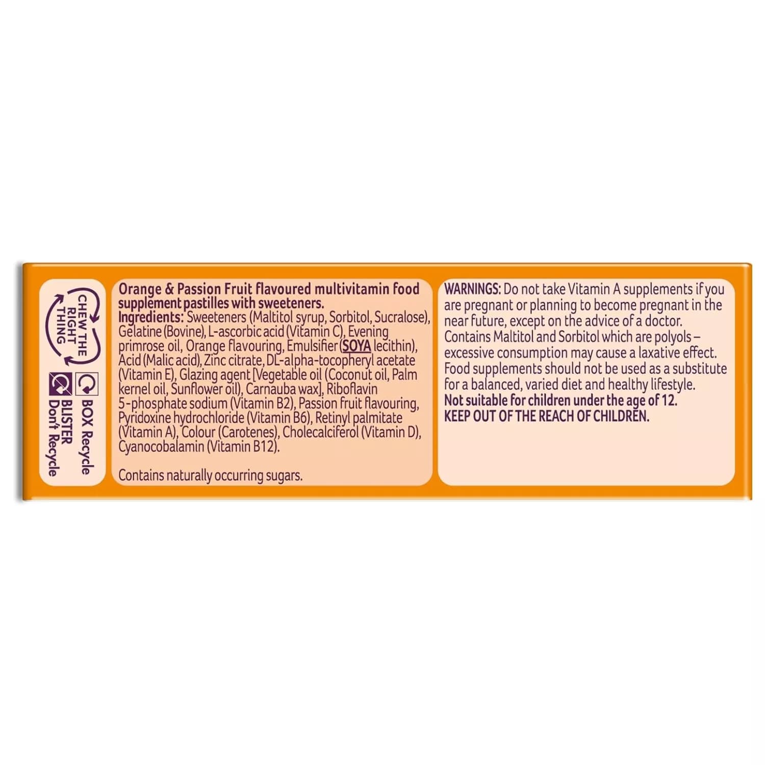 Bassetts Multivitamins Orange & Passion Fruit Flavour Soft & Chewies 12-18 Years 30s