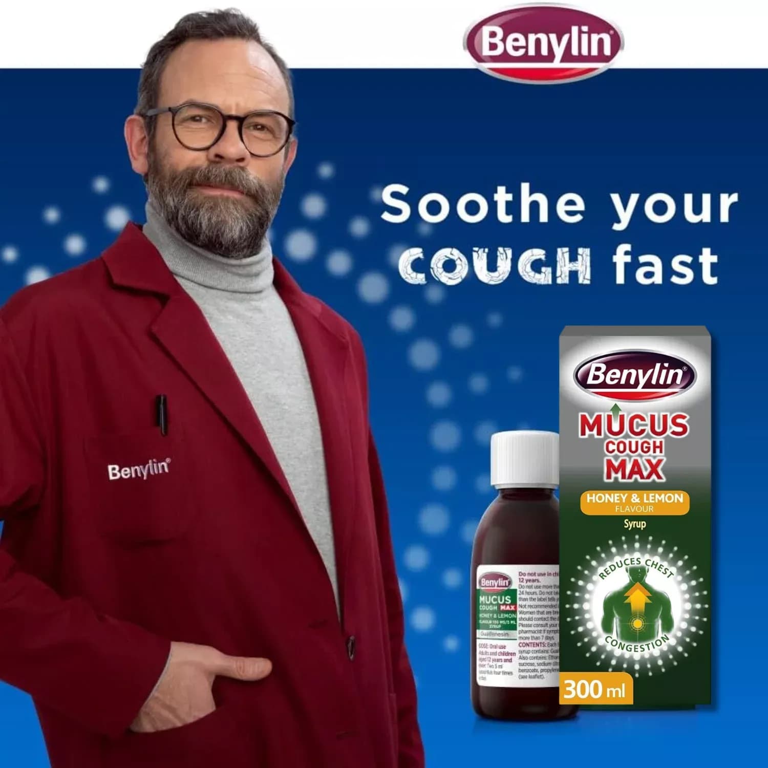 Benylin Mucus Cough Syrup Max Honey & Lemon 300ml