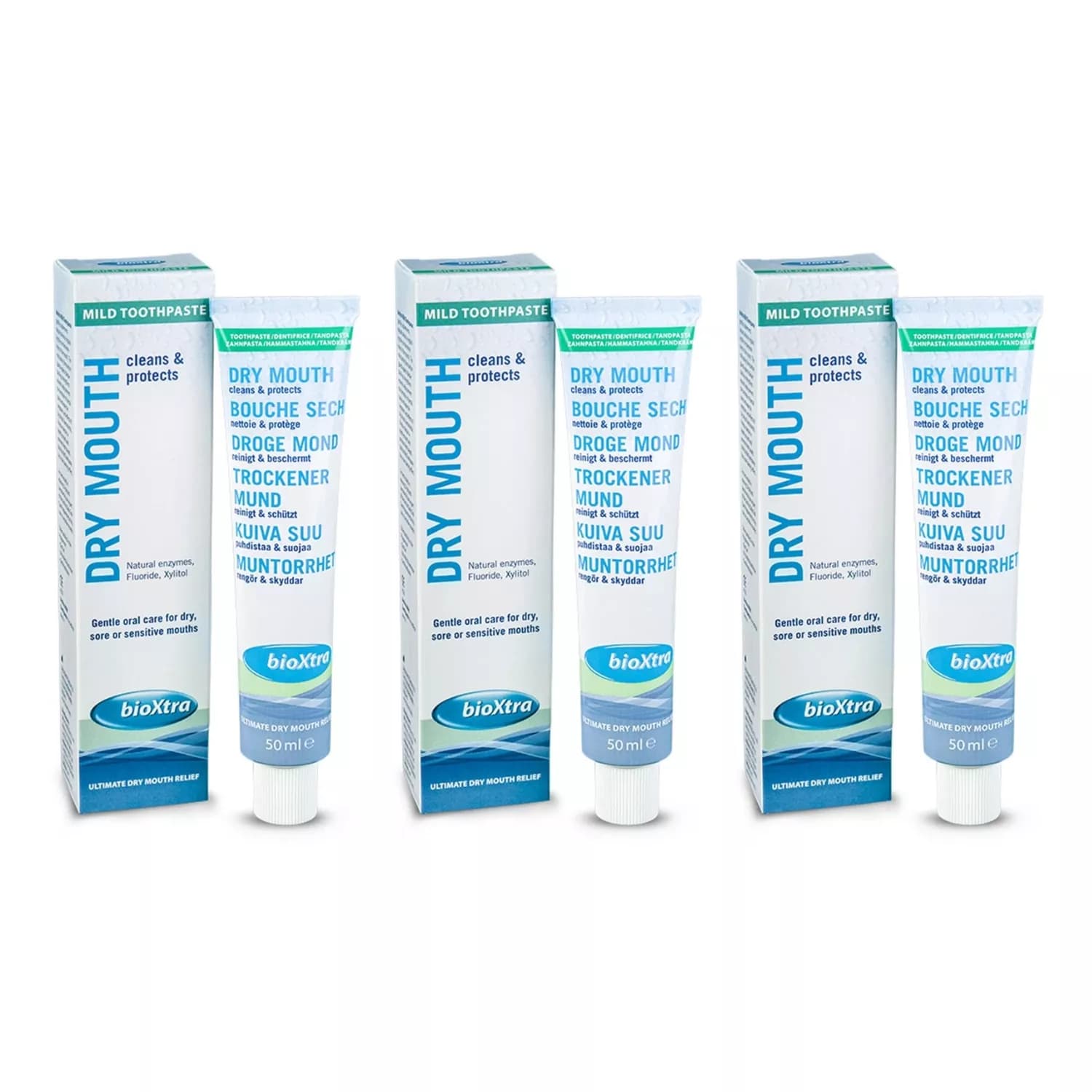 BioXtra Dry Mouth Mild Toothpaste 50ml - Pack of 3