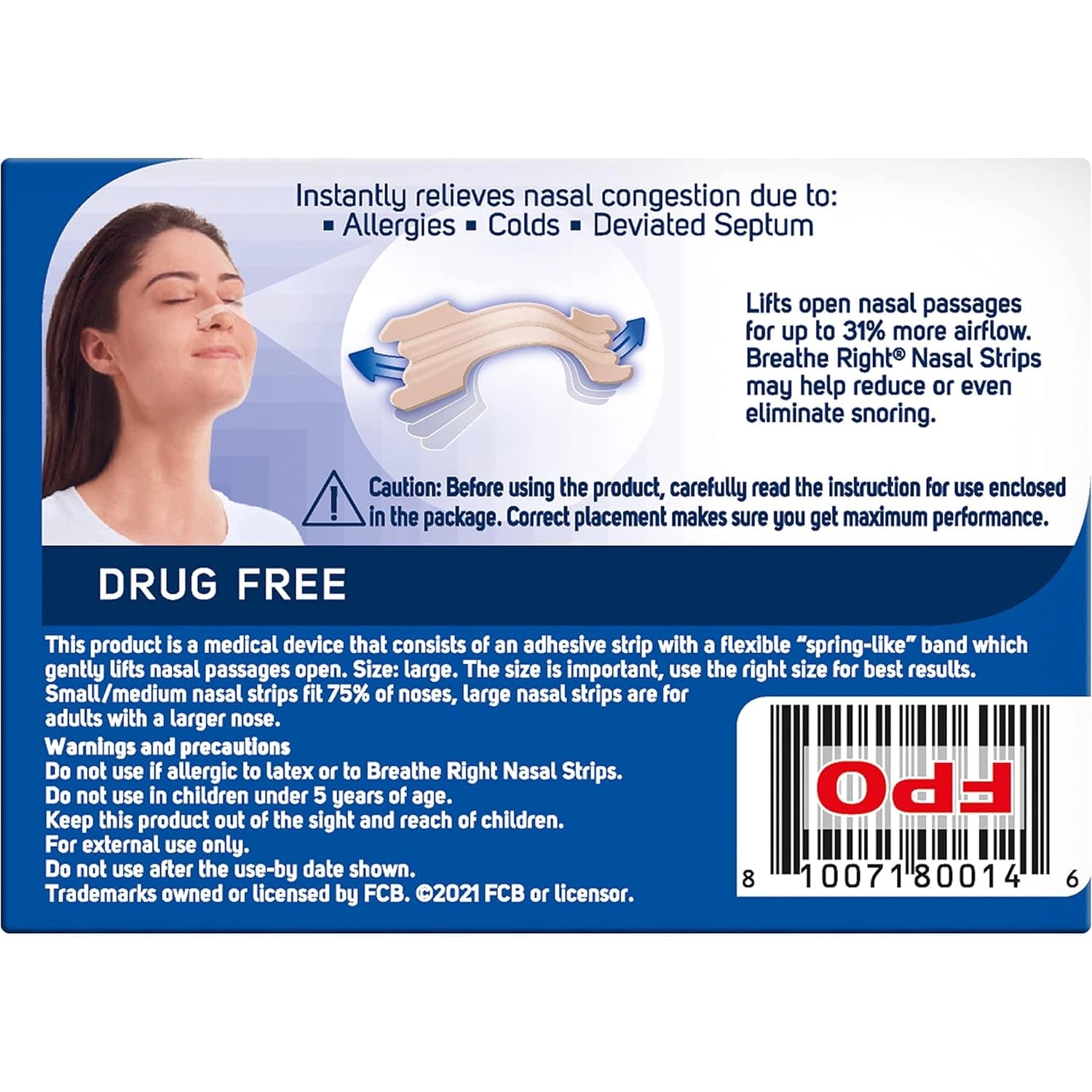 Breathe Right Nasal Strips Original Large 10Count