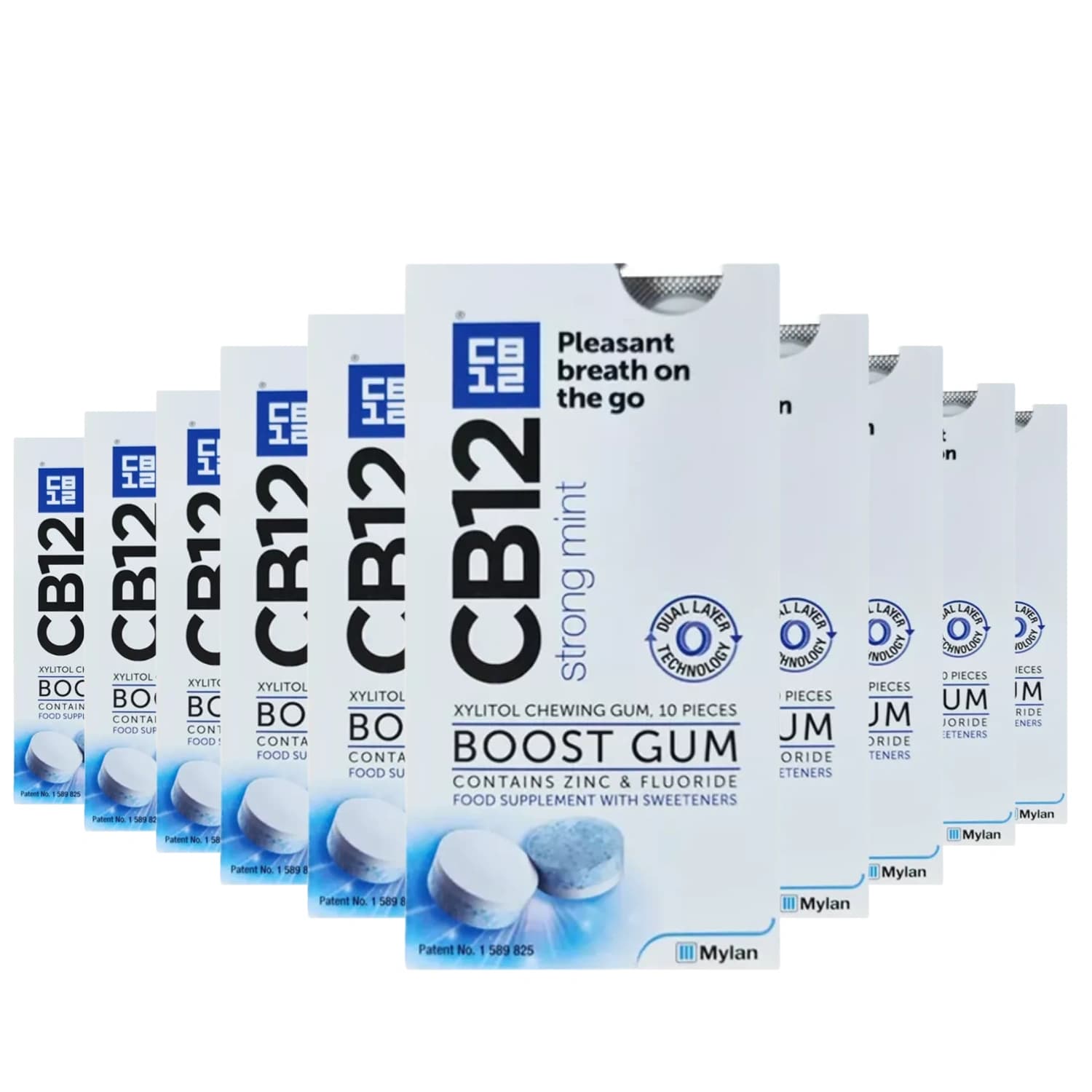 CB12 Boost Strong Mint Chewing Gum 10 Pieces - Pack of 10