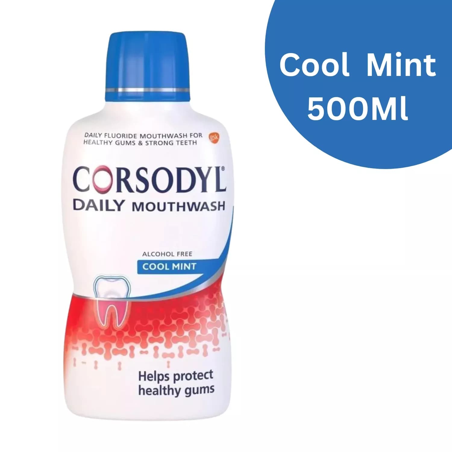 Corsodyl Daily Gum Care Mouthwash Cool Mint 500ml - Pack of 2
