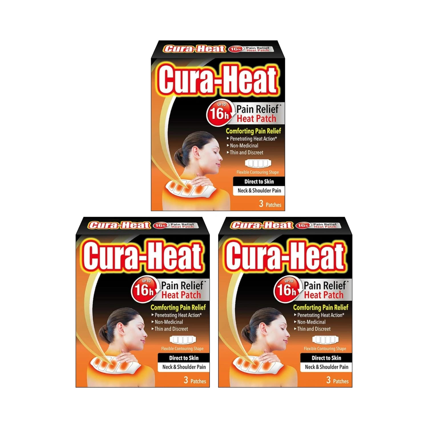 Cura-Heat Neck and Shoulder Pain Direct-to-Skin 3 patches - Pack 3