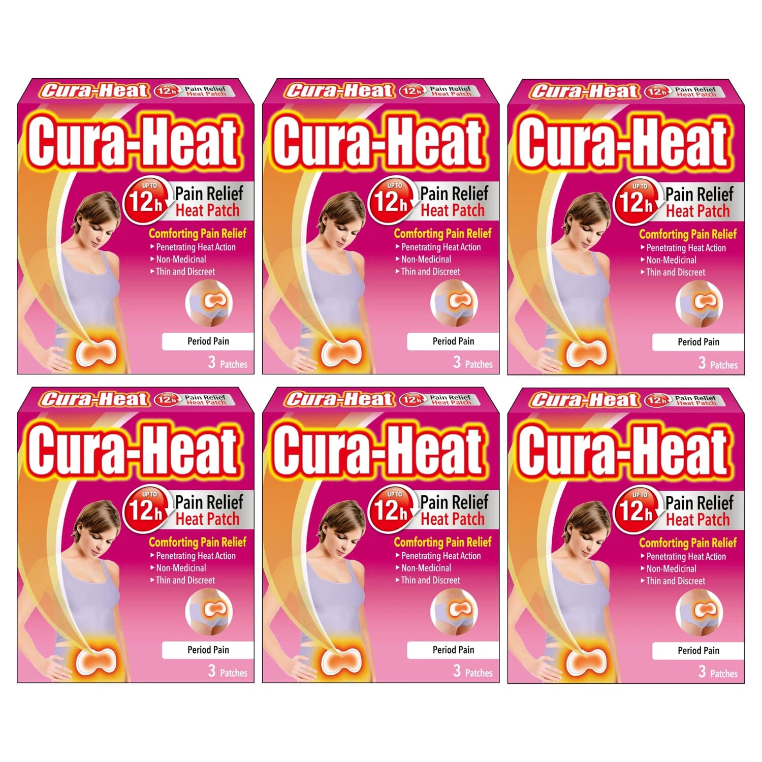 Cura-Heat Period Pain Relief 3 Patches - Pack of 6