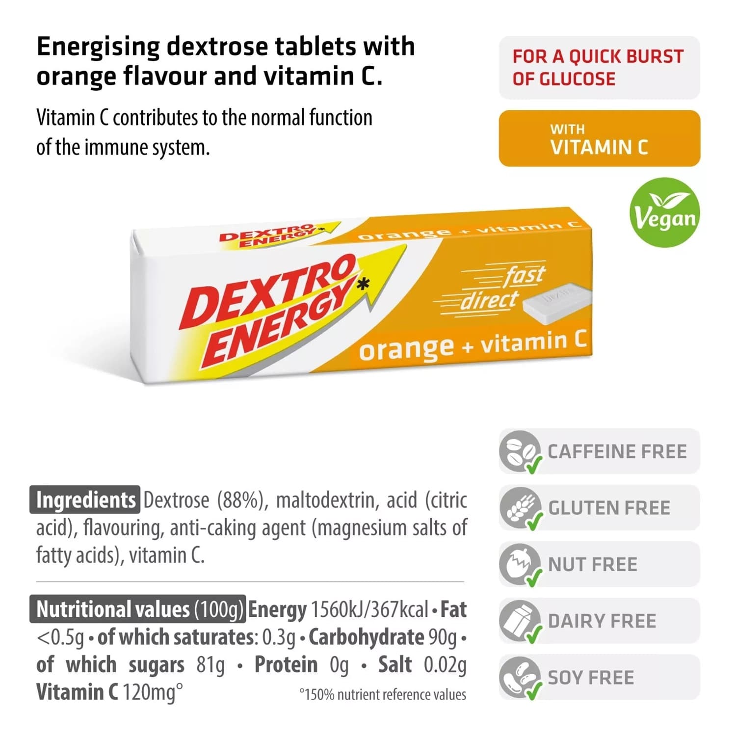12x Dextro Orange + Vitamin C Energy Tablets Twin pack