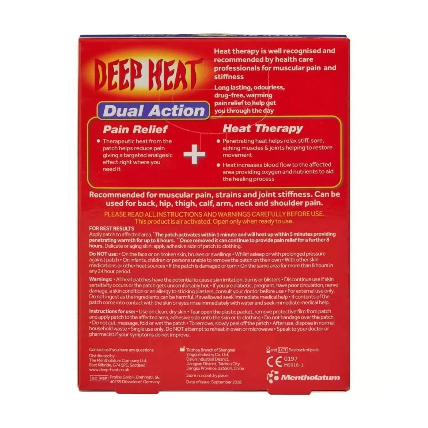 Deep Heat Pain Relief Heat Patch - 4 Patches