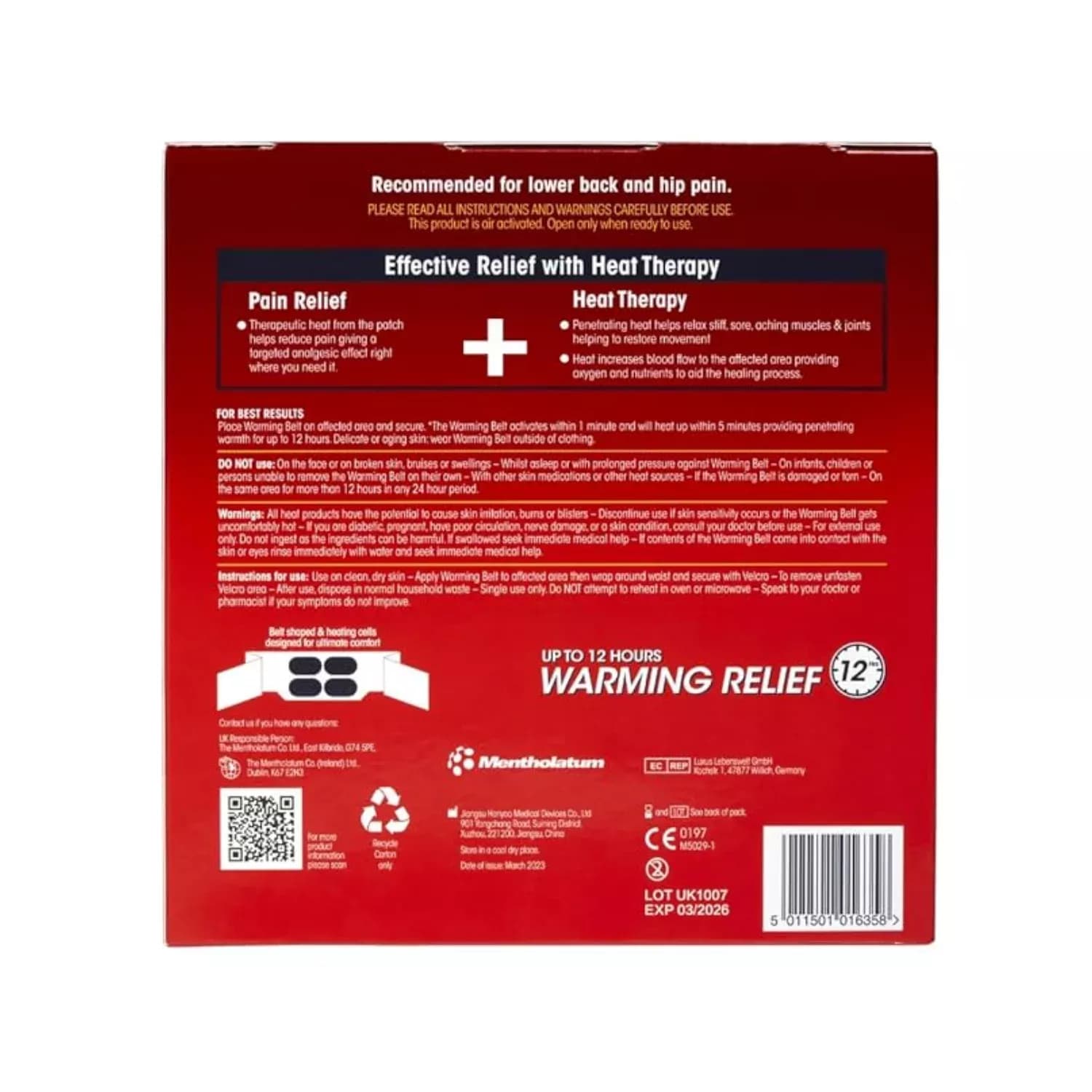 Deep Heat Warming Belt Long Lasing Pain Relief-2 Belt