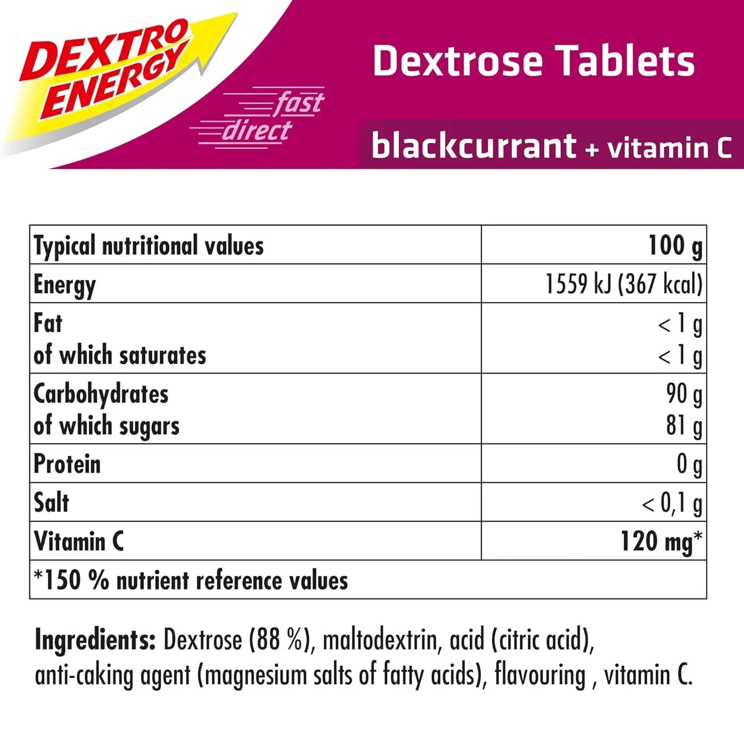 Dextro Energy Blackcurrant + Vitamin C Dextrose Tablets 24 x 47g