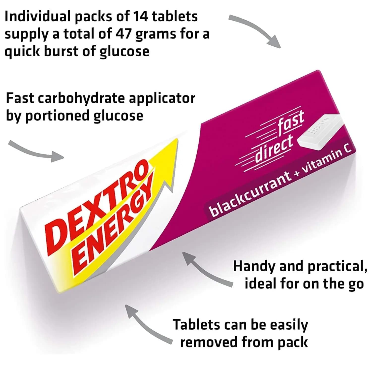 Dextro Energy Blackcurrant + Vitamin C Dextrose Tablets 24 x 47g