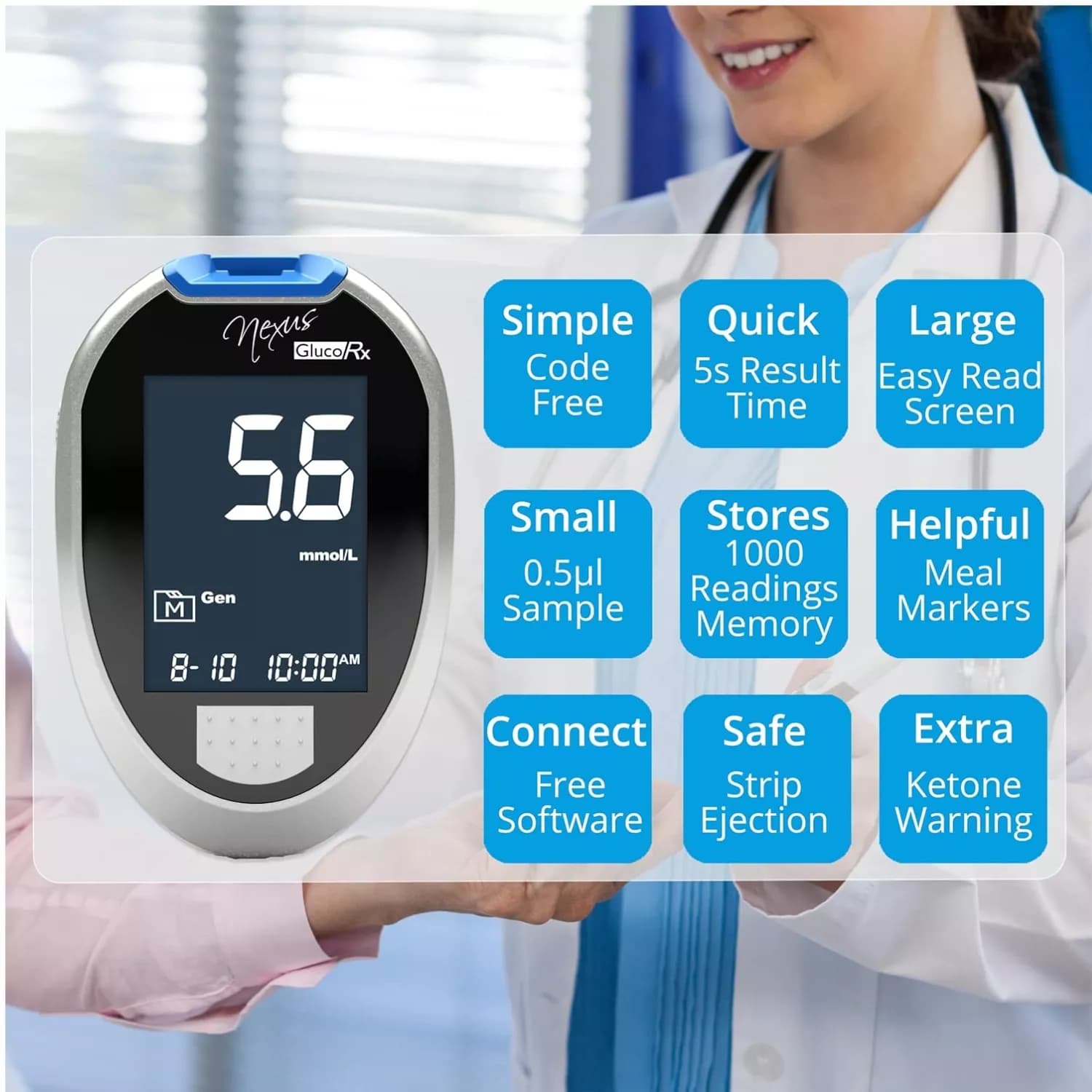 GlucoRx Nexus Blood Glucose Monitoring System Kit